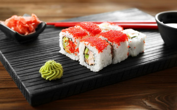 Картинка еда рыба +морепродукты +суши +роллы икра васаби суши кухня японская