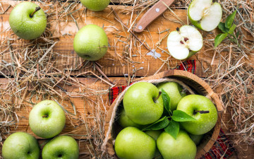Картинка еда Яблоки яблоки зеленые