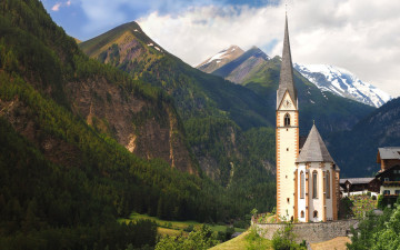 Картинка города -+католические+соборы +костелы +аббатства церковь горы альпы горный пейзаж каринтия австрия