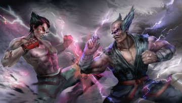 Картинка видео+игры tekken+7 мужчины фон бой магия молнии