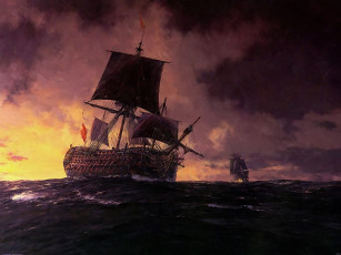 Картинка geoff hunt tormented giant the santisima trinidad harried by terpsichore корабли рисованные