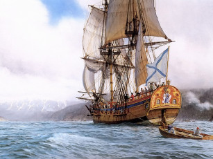 Картинка mark myers the st pavel off lisianski strait 18 july 1741 корабли рисованные