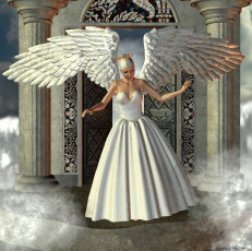 Картинка 3д графика angel ангел колоны дымка