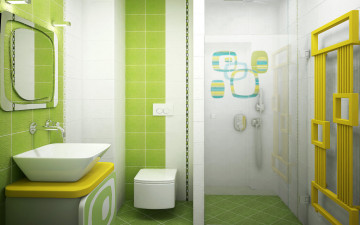 Картинка 3д графика realism реализм ванная раковина комната кафель душ