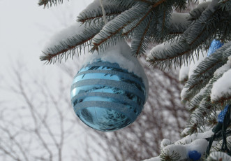 Картинка праздничные шары украшение игрушка снег елка новый год шар рождество