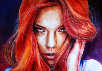 Картинка рисованное люди волосы взгляд девушка художник Чирков артур живопись