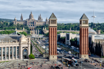 Картинка fira+barcelona+-+montjuic города барселона+ испания площадь дворец врата