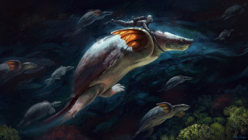 Картинка фэнтези существа exploring alex shiga illustrator подводный мир арт черепаха фантастика