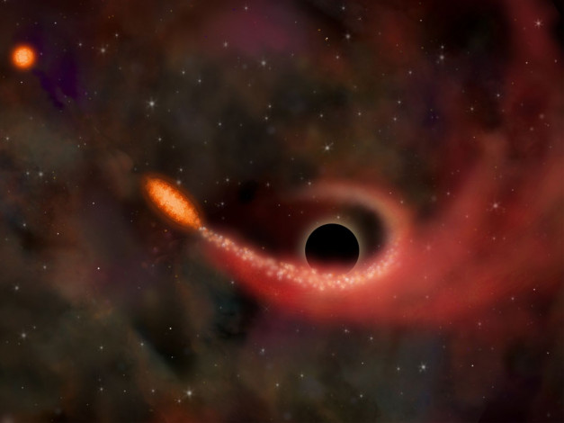 Обои картинки фото Черная, дыра, разорвала, звезду, космос, Черные, дыры