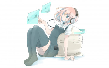 Картинка аниме девушка наушники техника программа
