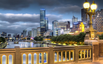 Картинка melbourne australia города огни ночного