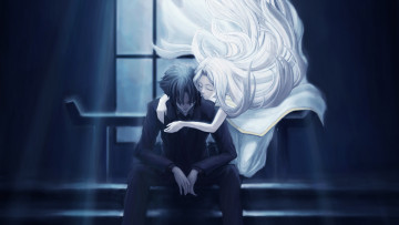 Картинка аниме fate zero девушка парень белое окно чёрное