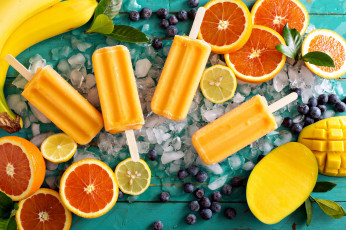 Картинка еда мороженое +десерты лакомство манго лед апельсин лимон