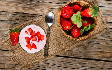 Картинка еда клубника +земляника десерт корзинка ягоды