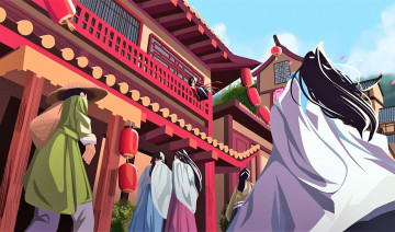Картинка аниме mo+dao+zu+shi вэй усянь лань ванцзы город люди балкон