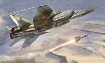обоя авиация, 3д, рисованые, v-graphic, казахстан, истребитель-перехватчик, миг-31б, всепогодный, истребитель, mikoyan, mig-31b, foxhound