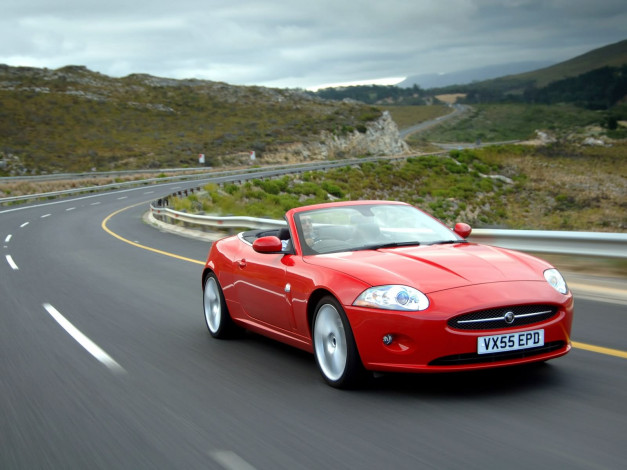 Обои картинки фото jaguar, xk, convertible, uk, version, 2007, автомобили