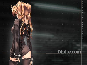 Картинка аниме weapon blood technology девушка волосы чулки наручники спина