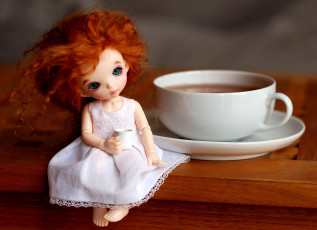 Картинка разное игрушки чашка чай кукла волосы