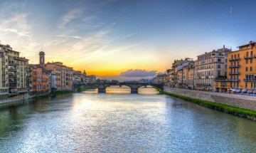 Картинка florence италия города флоренция мост дома река