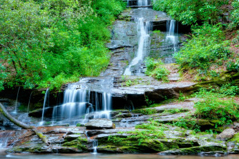 Картинка природа водопады деревья водопад ручей поток скалы пейзаж горы