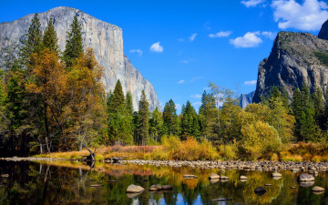 Картинка yosemite+national+park+california природа пейзажи горы озеро скала лес national park yosemite