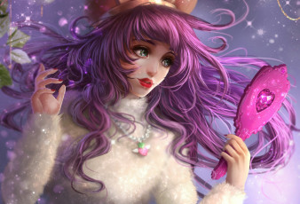 Картинка рисованное люди слёзы арт волосы розовые зеркало девушка girl renaillusion