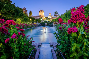 Картинка города -+пейзажи крепость испания андалусия кордова цветы фонтан сад