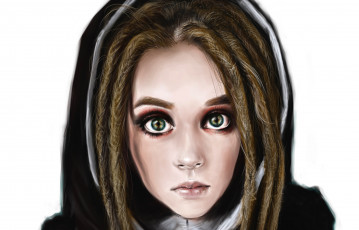 Картинка рисованное люди девушка капюшон лицо взгляд глаза дреды