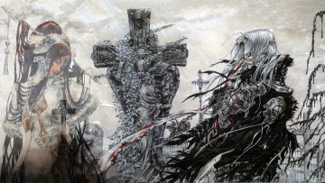 Картинка аниме trinity+blood abel nightroad кровь триединства trinity blood призрак крест надгробие кладбище lilith sahl
