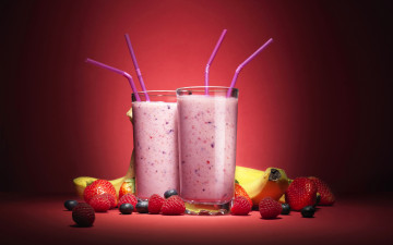 Картинка еда напитки +коктейль cocktail raspberry strawberry коктейль ягоды клубника банан малина смузи