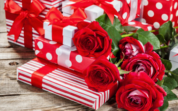 обоя праздничные, день святого валентина,  сердечки,  любовь, valentines, day, rose, gift, box, подарки, розы, красные, коробки, бант