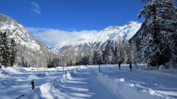 Картинка природа дороги снег горы