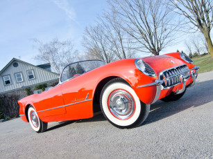 обоя corvette c1 1955, автомобили, corvette, c1, 1955, оранжевый