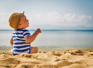 Картинка разное дети ребенок шляпа песок море