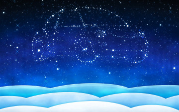 Картинка рисованное vladstudio снега звезды машина созвездие
