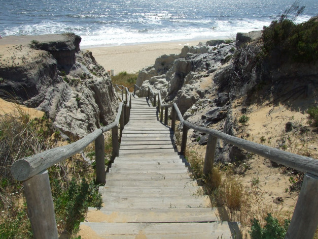 Обои картинки фото природа, побережье, испания, лестница, андалусия