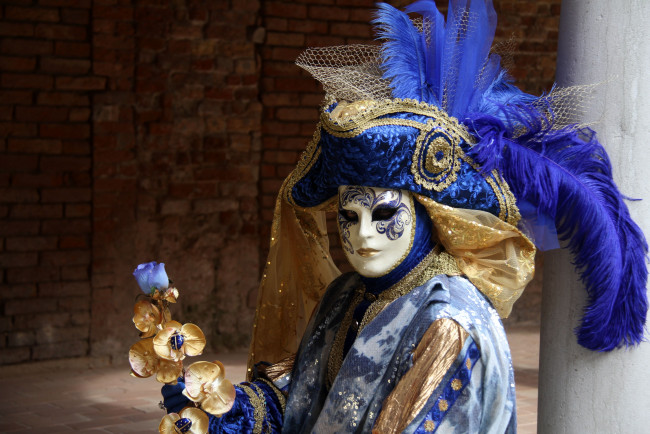 Обои картинки фото разное, маски, карнавальные, костюмы, венеция, перья, шляпа, карнавал, посох