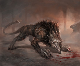 Картинка фэнтези существа кровь когти монстр собака демон