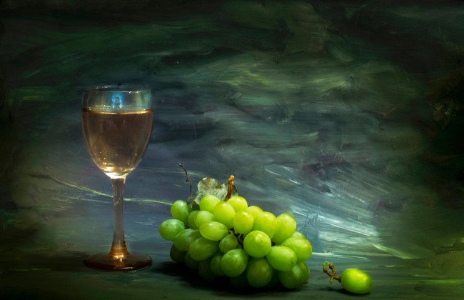 Обои картинки фото еда, виноград, краски, мазки, бокал, beyond, the, horizon