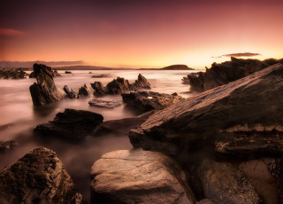 Картинка природа побережье камни пейзаж рассвет океан берег
