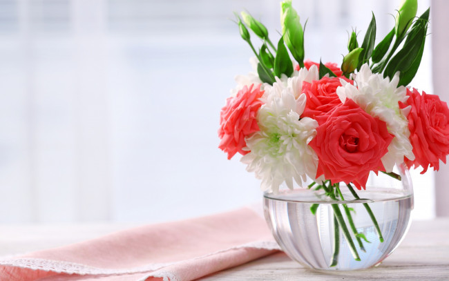 Обои картинки фото цветы, букеты,  композиции, bouquet, хризантемы, розы, букет