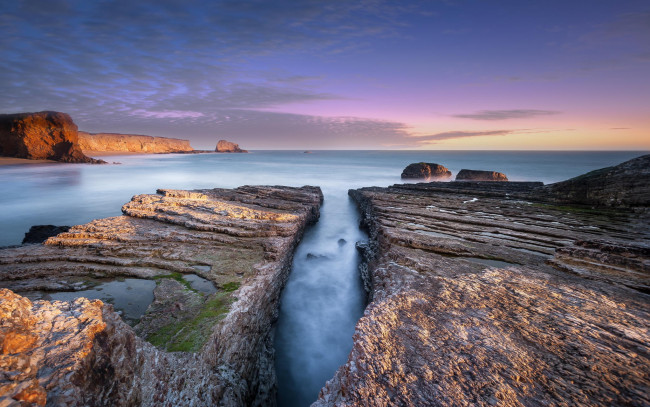 Обои картинки фото природа, побережье, рассвет, море, берег, скалы, камни