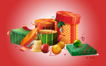 Картинка праздничные векторная+графика+ новый+год шары подарки