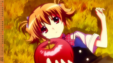 Картинка календари аниме взгляд девочка яблоко