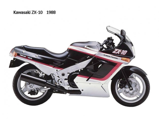 Обои картинки фото kawasaki, zx10, 1988, мотоциклы