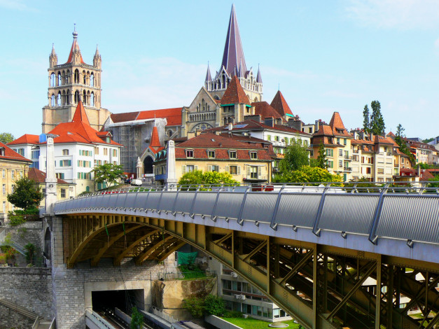 Обои картинки фото города, мосты, лозанна, швейцария