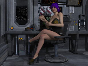Картинка 3д графика fantasy фантазия кресло девушка