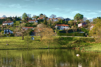Картинка франция аквитания сен пе сюр нивель города пейзажи набережная дома река