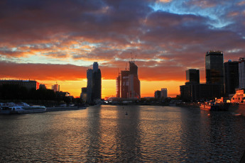 Картинка краснопресненская набережная города москва россия закат дома